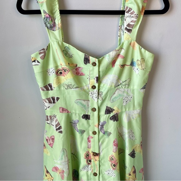 Hutch Mint Green Butterfly Print Flowy Midi Dress Fairycore Cottagecore Spring - Picture 6 of 16